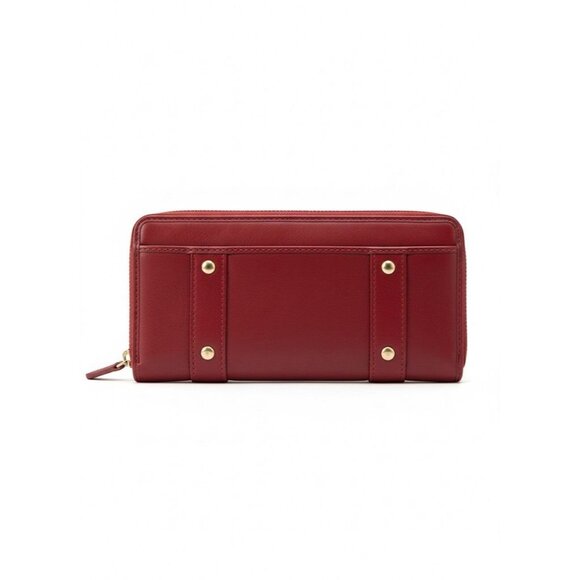 Coach Vtg Zoe Red Leather Accordion Style Zip Around Leather Wallet Buckles - Picture 2 of 6
